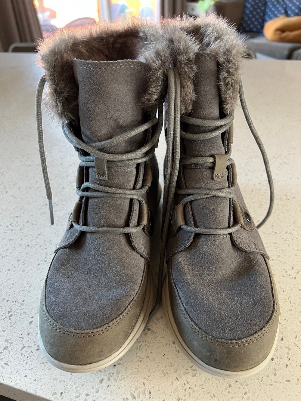 Sorel Waterproof Gray Faux-Fur Lined Winter Boots